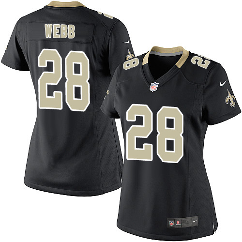 Women's Elite B.W. Webb Nike Jersey Black Home - #28 NFL New Orleans Saints